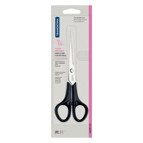 Tesoura Para Cabelo Tramontina Supercort Aço Inox Cabo Polipropileno Onix 6 Polegadas Profissional