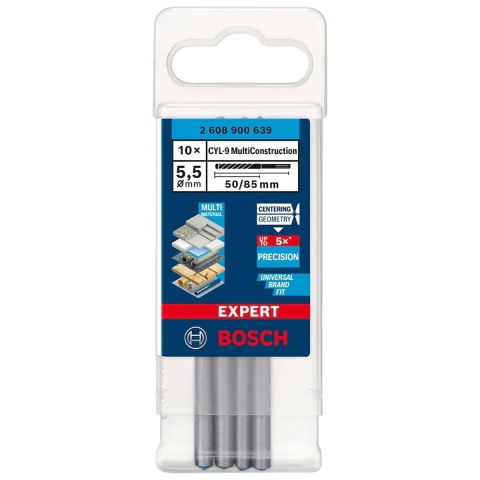 Broca Bosch Expert Cyl-9 Multiconstruction 5,5X50X85mm 10Pçs