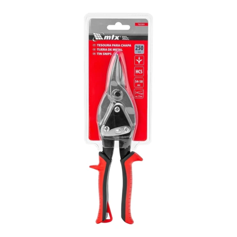 Tesoura Chapa Corte Reto 250mm Aço 45 Cabo Dupla Injeção MTX