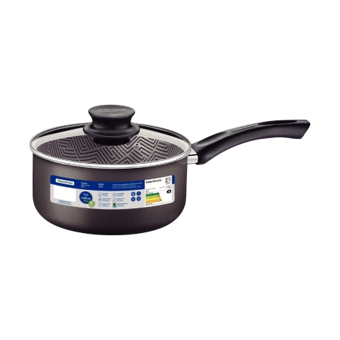Panela Tramontina Paris 18 cm 2,1 L Antiaderente Starflon Max Com Tampa De Vidro Cor Chumbo