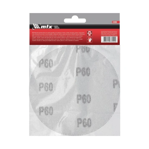 Disco De Lixa Com Velcro 125 Mm Grão 60 10 Peças Mtx Para Madeira E Metal