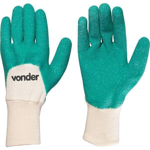 Luva malha revestida 10 palma latex verde ca39639 Vonder