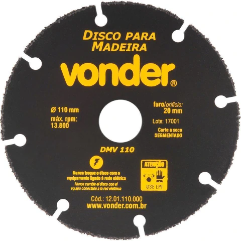 Disco de Corte para Madeira 110mm Dmv 110 Vonder