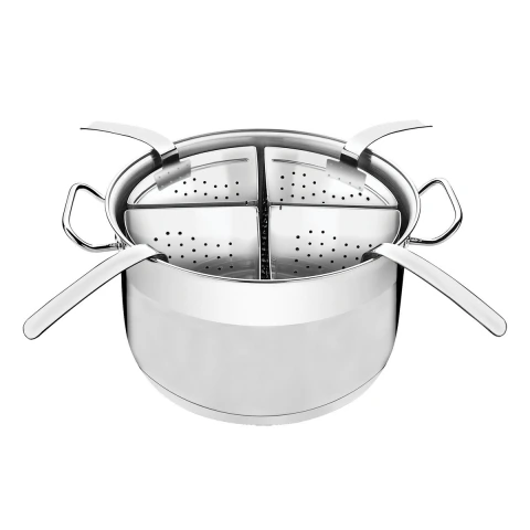 Cozi-Pasta Tramontina Professional Fundo Triplo Aço Inox 4 Divisórias 30 Cm 14 L
