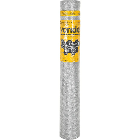 Tela Metálica Galinheiro Hex Malha 2'' BWG22 1,5m 50m Vonder