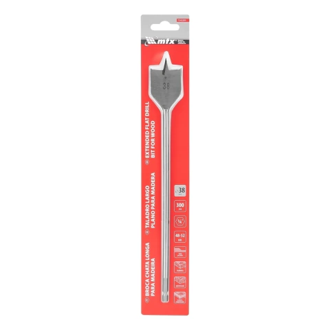 Broca Chata Madeira 38mm 300mm Aço 45 Haste Hexagonal MTX
