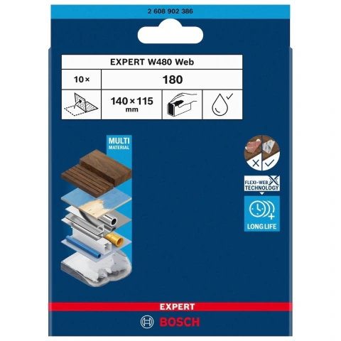 Folha De Lixa Dupla Face Bosch Expert W480 140mm G180 10Un