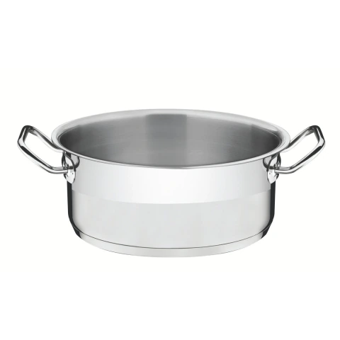 Caçarola Rasa Aço Inox 28 cm 7,13 Litros Fundo Triplo Linha Professional Sem Tampa Alta Performance