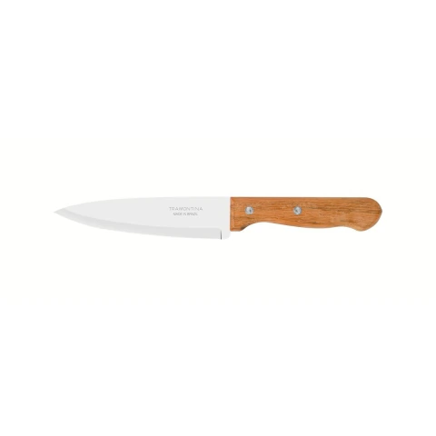 Faca Chef Tramontina Dynamic 6 Polegadas 15cm Aço Inox Cabo Madeira Natural Para Cortes Precisos