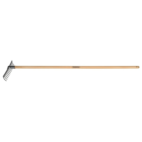 Ancinho Curvo Metálico Leve 14 Dentes 145 cm Cabo de Madeira Aço Carbono 2mm Lâmina Temperada Tramontina