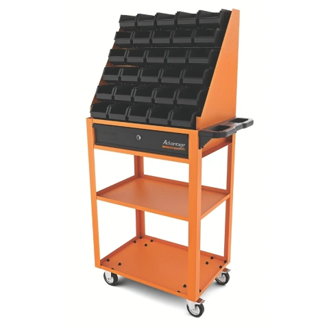 Carro Aberto 30 Caixas BIN Número 3 200kg Estático 80kg Dinâmico Chapas Aço Pintura Eletrostática Tramontina PRO
