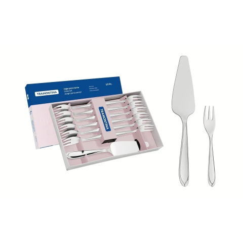 Jogo Para Torta Tramontina Laguna Em Aço Inox 13 Peças Servir Bolos Sobremesas Kit Completo