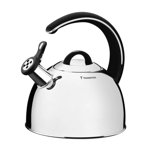 Chaleira Com Apito Aço Inox 3,3 L Fundo Triplo Indução Tramontina Cabo Preto