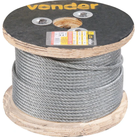Cabo de Aço Galvanizado AA 3,97mm 5/32" 6X19S c/ 500m Vonder