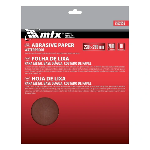 Folha de Lixa para Metal MTX Grão 2000 230x280mm 10 Peças