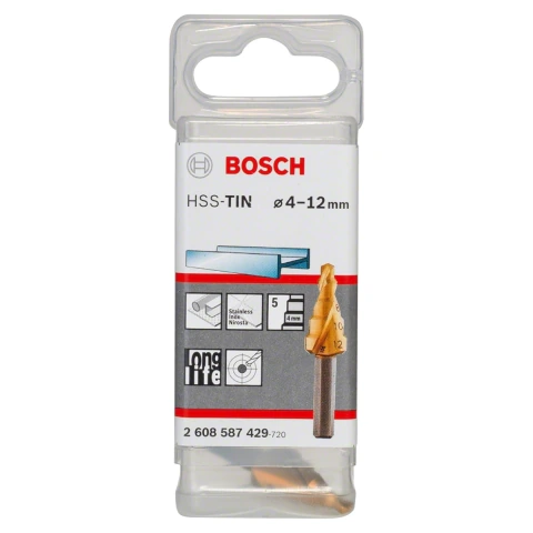 Broca Escalonada Para Metal Bosch Hss-Tin 4-12mm 5 Diâmetros