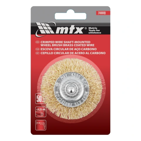 Escova Circular Latonada Haste 6 mm 50 mm 4500 Rpm 1 Peça Mtx Para Furadeira Limpeza De Ferrugem E Tinta