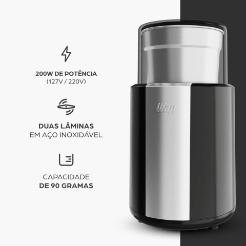 Moedor de Café WAP AROMA WMC200 Duas Lâminas em Inox 127V