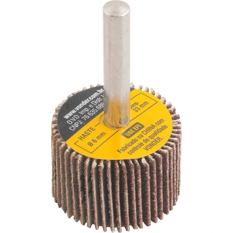Roda lixa minikontour 30x20mm g80 haste 6mm Vonder
