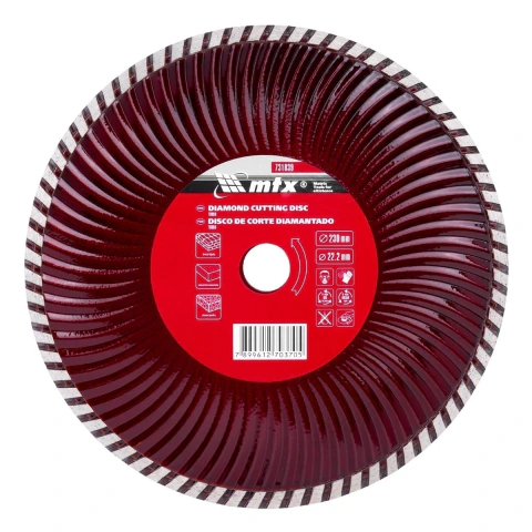 Disco de Corte Turbo Diamantado Seco 230mm 22.2mm 3mm 7mm 6650RPM MTX 731839 Corte Preciso e Durável
