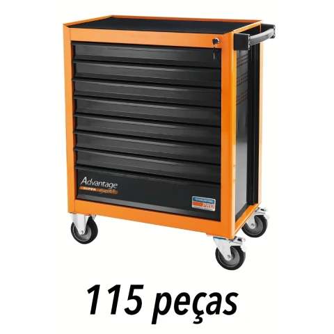 Carro De Ferramentas Para Caminhões 115 Peças Aço Carbono Compacto Rodízios 4 Tramontina