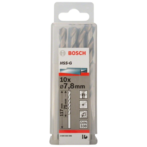 Broca Para Metal Bosch Aço Rápido Hss-G 7,8mm 10 Peças