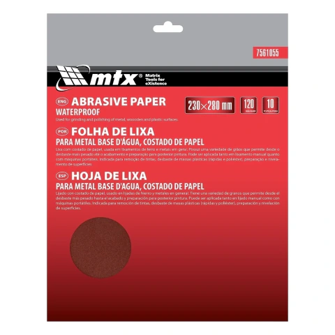 Folha de Lixa para Metal P120 230x280mm 10 Peças MTX