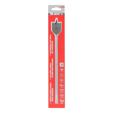 Broca Chata Madeira Longa 35mm 300mm Aço 45 HRC 48-52 MTX