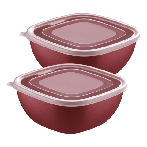Jogo De Potes Tramontina MixColor 2 Pecas 2L Polipropileno Vermelho Com Tampa Antimicrobiano BPA Free