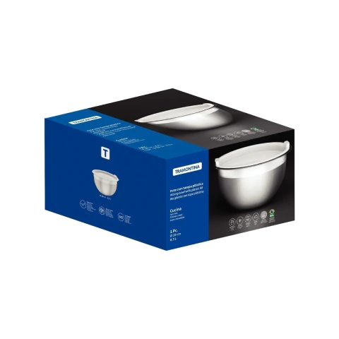 Recipiente Aço Inox Tramontina Cucina 8,3 L 28 cm Com Tampa Plástica Para Preparar E Servir