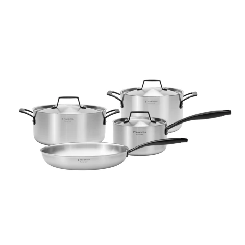 Jogo De Panelas Aço Inox 4 Peças Corpo Triplo Indução Grano Black Tramontina