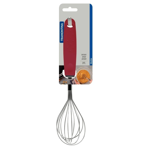 Batedor Manual Tramontina Utilità Aço Inox Cabo Polipropileno Vermelho Com Furo Para Pendurar