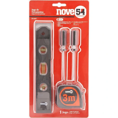 Jogo de ferramentas com 4 peças aço carbono jf041 - Nove54