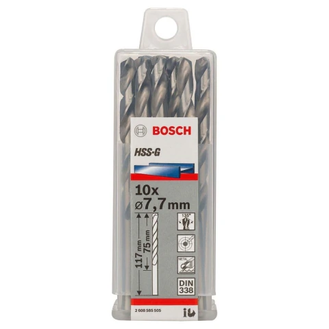 Broca Para Metal Bosch Aço Rápido Hss-G 7,7mm 10 Peças