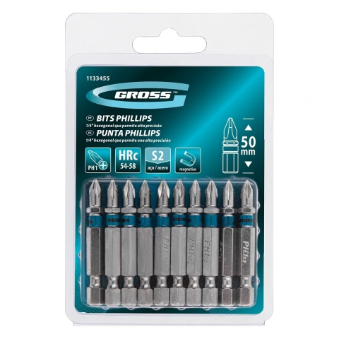 Bits Phillips Ph1 50mm Aço Rápido 10un Haste 1/4' Taiwan S2
