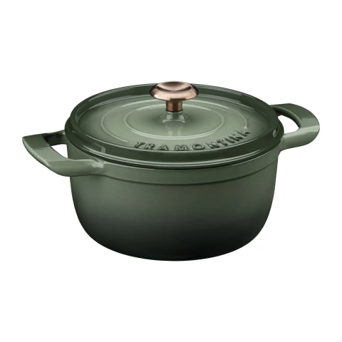 Caçarola Tramontina Ampezzo Em Ferro Fundido Esmaltado Verde 26 Cm 5,6 L Tampa Com Saliências Internas