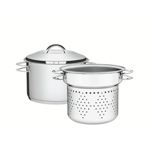 Jogo Cozi-Pasta Tramontina Solar Aço Inox Fundo Triplo 20 Cm 2 Peças Indução
