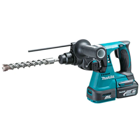 Martelete Combinado 24Mm Sem Fio 18V Força 2,4J Com 2 Baterias Carregador Maleta DHR242RFE Makita