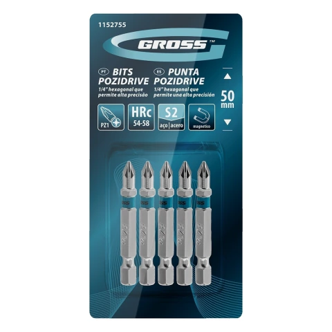 Bits Pz1x50mm Aço S2 Gross 5 Peças Para Parafusadeira