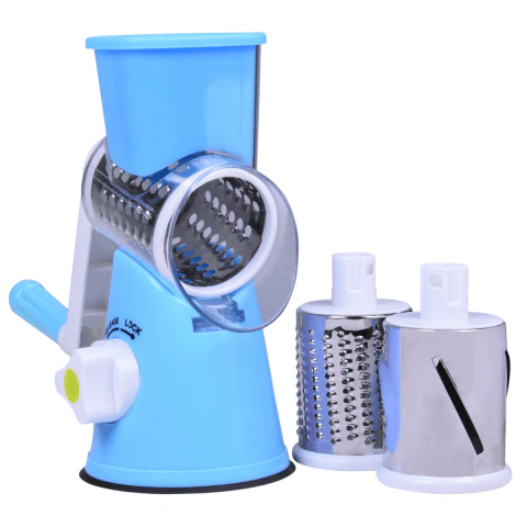 Ralador E Fatiador Manual 3 Lâminas Azul Prepare Refeições Deliciosas Kala