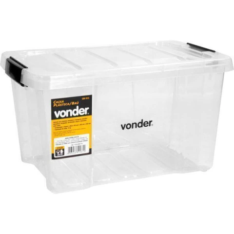 Caixa plástica ferram baú 435x285x250mm transp Vonder