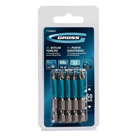 Bits Ph2 Torção 50mm 5 Unidades De Impacto S2 58-60 HRC