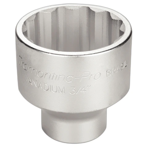 Soquete Estriado 60mm 3/4'' Aço Cromo Vanádio Hyper Drive Chrome Norma DIN 3124 Forjado Tramontina Pro