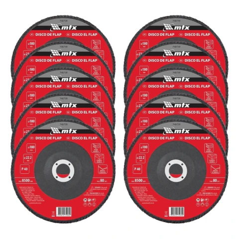 Disco de Desbaste Flap Óxido de Alumínio P40 180x22,2mm MTX