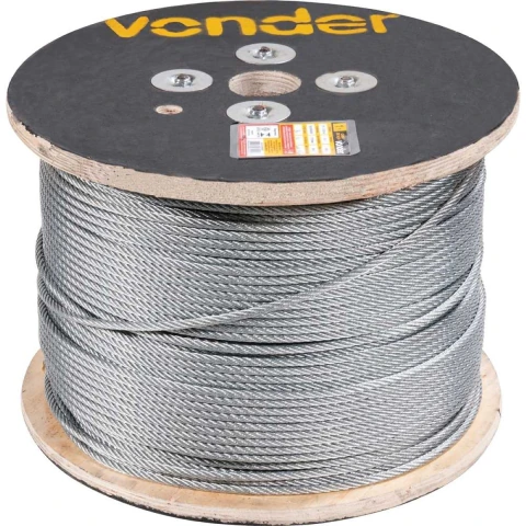 Cabo de aço af 1/8" alma de fibra 6x7 galv c/ 500m Vonder