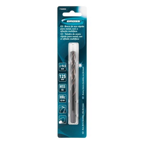 Broca Aço Rápido Industrial Para Metal 9.5 X 125mm Aço M2