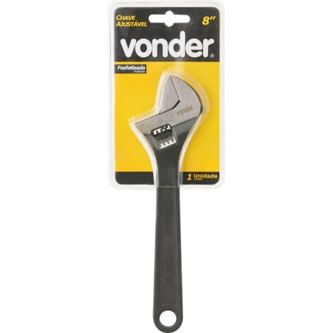 Chave inglesa ajustável 8" aço carbono fosfatizada - Vonder