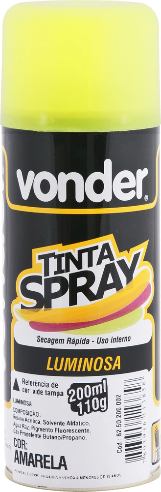 Tinta spray luminosa amarelo 200ml/110g Vonder