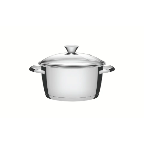 Caçarola Funda Tramontina Allegra Aço Inox Fundo Triplo 3,1 L 20 Cm Tampa De Vidro Indução