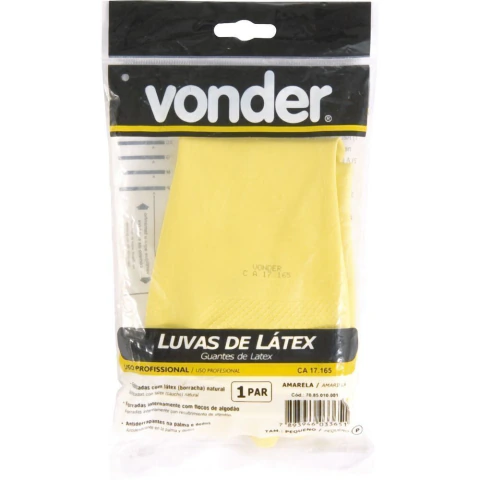 Luva látex p amarela com forro ca17165 Vonder